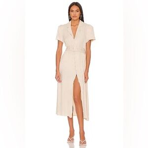 WeWoreWhat Camp Collar Shirt Dress in Creme Brulee Small​​​​